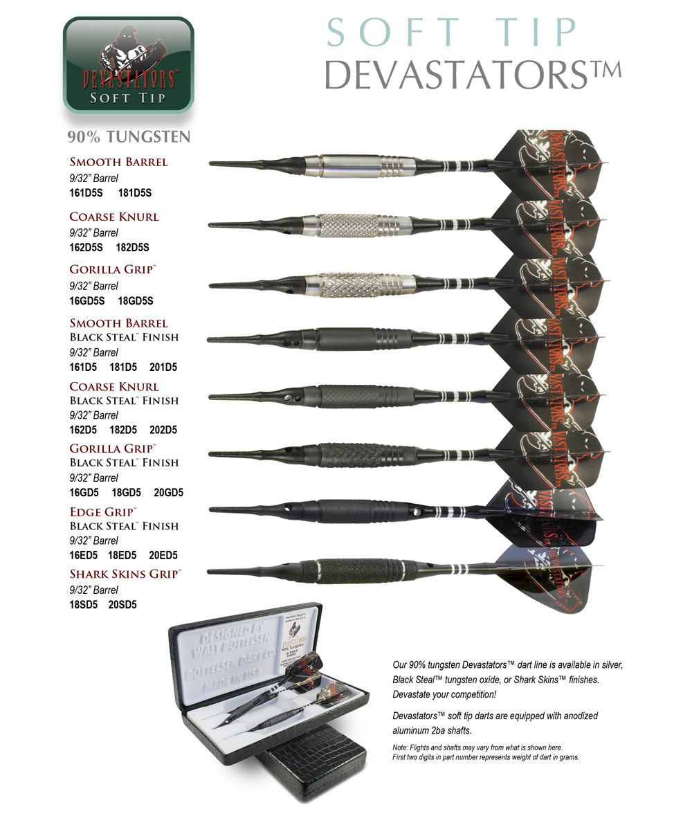 Devastator 20g Soft Tip Darts 90% Tungsten 202D5 w/ FREE Shipping 
