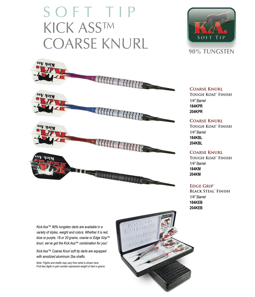 Kick Ass™ Coarse Knurl Soft Tip Darts